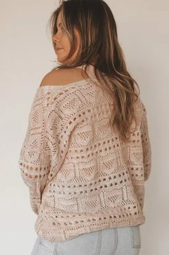 LISTICLE MAYA CROCHET KNIT SWEATER