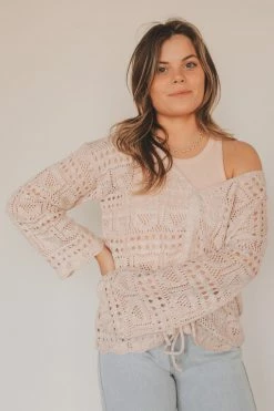 LISTICLE MAYA CROCHET KNIT SWEATER