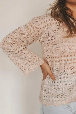 LISTICLE MAYA CROCHET KNIT SWEATER