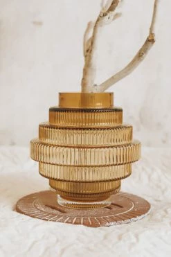 BLOOMINGVILLE FLUTED GLASS TIERED VASE Home