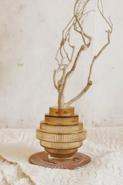 BLOOMINGVILLE FLUTED GLASS TIERED VASE Home