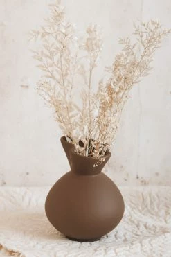 BLOOMINGVILLE NEUTRAL LATEX GLAZE STONEWARE VASE · BROWN
