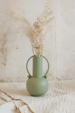 BLOOMINGVILLE TEXTURED METAL VASE W/ HANDLES · GREEN Home