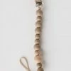 CHEWABLE CHARM LIFESTYLE CLASSIC PACIFIER CLIP · WOOD + SHADOW GREY