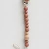 CHEWABLE CHARM LIFESTYLE CLASSIC PACIFIER CLIP · WOOD + MAUVEWOOD