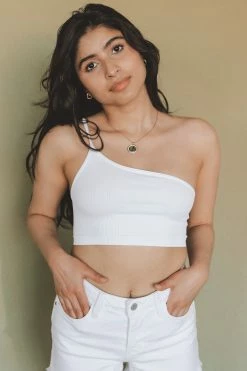 NIKIBIKI ONE SHOULDER RIBBED BRALETTE