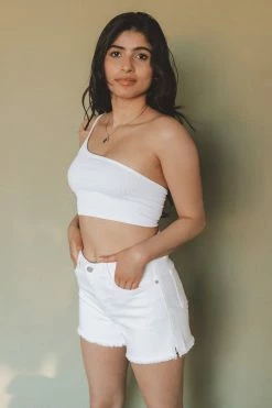 NIKIBIKI ONE SHOULDER RIBBED BRALETTE