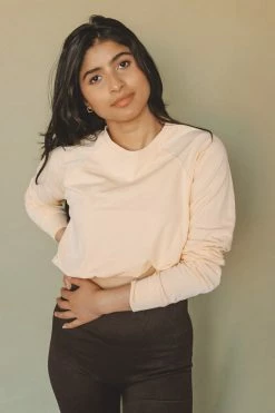 MONO B PIMA COTTON CROPPED BUBBLE TOP