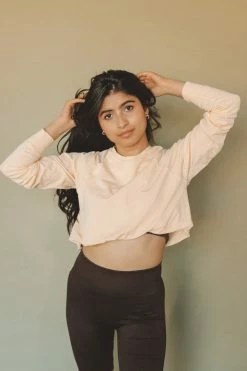 MONO B PIMA COTTON CROPPED BUBBLE TOP