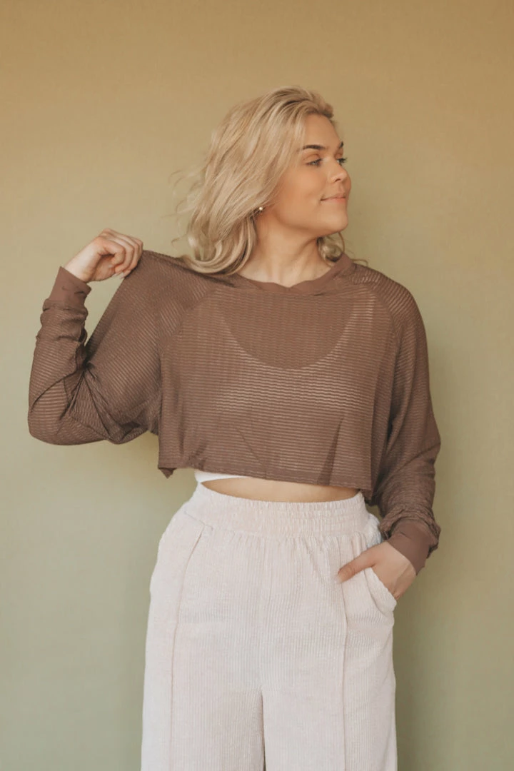 MONO B TEXTURED MESH CROPPED LONG SLEEVE Tops 3 MONO B TEXTURED MESH CROPPED LONG SLEEVE Tops