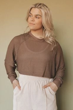 MONO B TEXTURED MESH CROPPED LONG SLEEVE Tops 12 MONO B TEXTURED MESH CROPPED LONG SLEEVE Tops