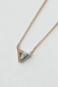 MYS WHOLESALE ACCESSORIES TWO-TONE TRIANGLE STONE NECKLACE