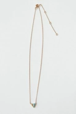 MYS WHOLESALE ACCESSORIES TWO-TONE TRIANGLE STONE NECKLACE