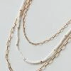 THE LUCKY COLLECTIVE WHITE BEAD + GOLD METAL LAYERED NECKLACE ACCESSORIES