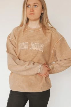 HumanKIND Crewneck Sweatshirts DOG MOM EMBROIDERED CREWNECK