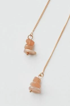 CEDAR AND CYPRESS DESIGNS PEACH MOONSTONE THREADER EARRINGS ACCESSORIES