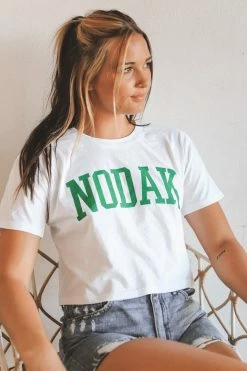 KITTSONA CUSTOM CLOTHING NODAK VARSITY CROPPED TEE Crop Tops