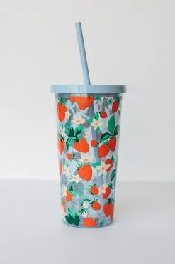 BAN.DO SIP SIP TUMBLER W/ STRAW 路 STRAWBERRY FIELDS Kitchen + Hosting