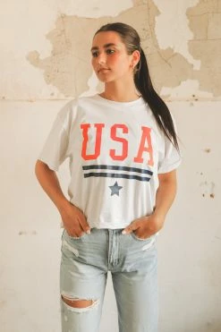 KITTSONA CUSTOM CLOTHING Crop Tops USA CLASSIC TEE