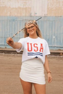 KITTSONA CUSTOM CLOTHING Crop Tops USA CLASSIC TEE