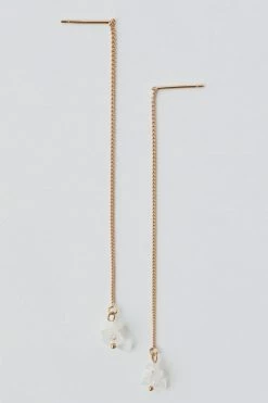 CEDAR AND CYPRESS DESIGNS ACCESSORIES MOONSTONE THREADER EARRINGS