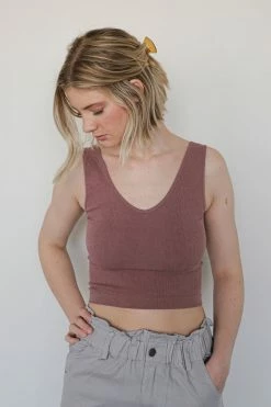 BY TOGETHER Tops FINE RIB CROP TOP TANK
